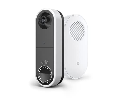 Arlo Vidéo Doorbell Sonnette connectée Wifi Sans fil Caméra HD & Son Carillon Chime 2, Audio bidirectionnel, détection mouvement, sirène, Essai gratuit de 90 jours inclus pour le Arlo Secure