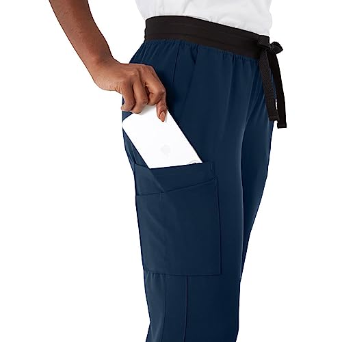 Image of ave. Women's Varick Six Pocket Midrise Straight Leg Scrub Pant, Navy, XXS Petite