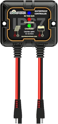 SOLPERK MPPT Solar Charge Controller 10A 12V, Waterproof Intelligent Portable Controller IP67 Solar...