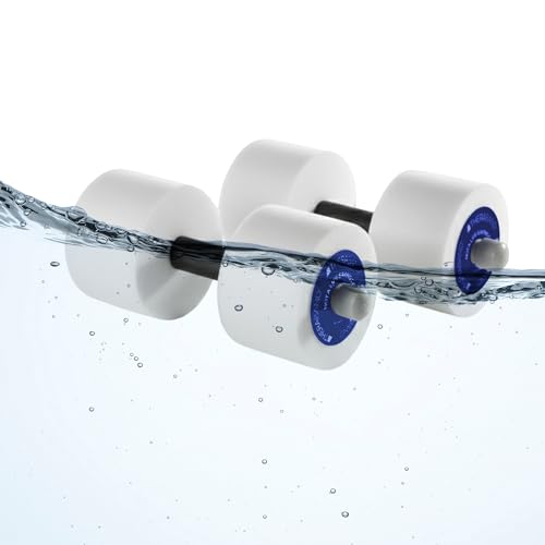 TheraBand Water Weights, Aquatic Dumbbells for Pool Fitness, 2 Foam Weights with Padded Grip for Water Aerobics, Therapy, Workouts, Pool Exercise Equipment, Aqua Training, Blue, Heavy, Advanced
