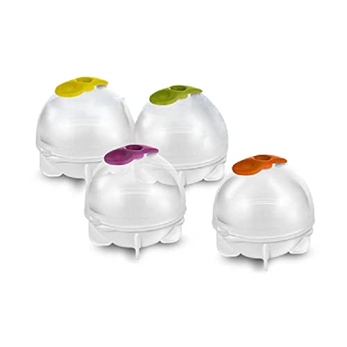 R1vceixowwi Ensemble de 4 moules à glaçons Ronds de 4 Fabricants de Boules de Glace en Silicone à Grande sphère à étanchéité étanche individuelle pour Fabricant de Boules de glaçons à Whisky Bourbon