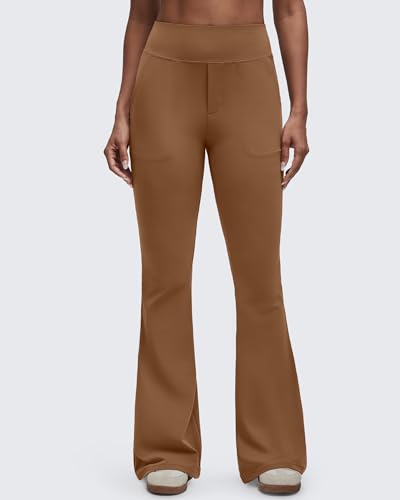 Image of G4Free BareFeel Flare Yoga Pants Women High Waisted Bootcut Leggings with Pockets Dress Work Pant Petite /Regular /Tall