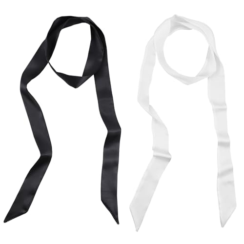 Solid Long Neckerchief Pure Skinny Scarf Necktie Stylish Soft Neck Accessories Handbag Wrap Handle Dress Sash Satin Belt for Women Girls Bridal Bridemaid