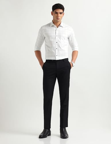 Image of Arrow Slim Fit Mens Formal Shirt - 100% Cotton, Breathable & Comfortable, Full Sleeves Checkered Shirts for Men