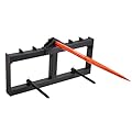 VEVOR 49" Hay Spear, Bale Spears 1600lbs Loading Capacity, Skid Steer Loader Tractor Attachment with 2pcs 17.5" Stabilizer Spears, Quick Attach Spike Forks
