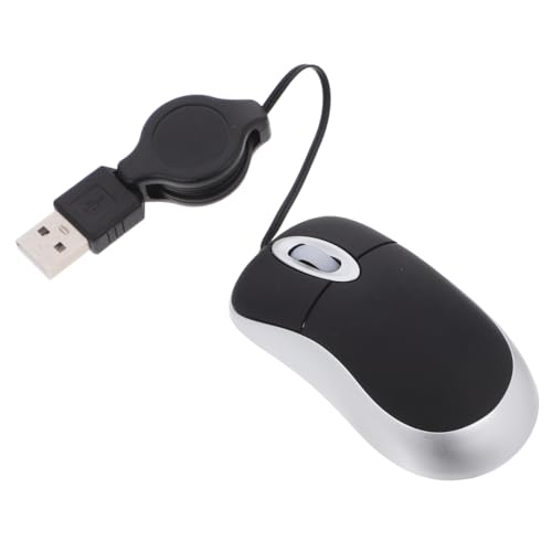 Image of Hemobllo Mini USB Mouse 1000Dpi Optical Computer Mouse with Retractable Cord Portable Wired for Laptop and Desktop 3-Way Scroll Wheel Comfortable Grip Left and Right Hand Use