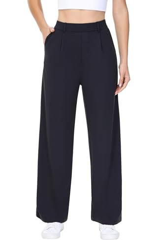 Dress Pants Women Wide Leg Work Business Casual Trousers with Pockets Yoga Travel Sweatpants Stretchy Office Slacks