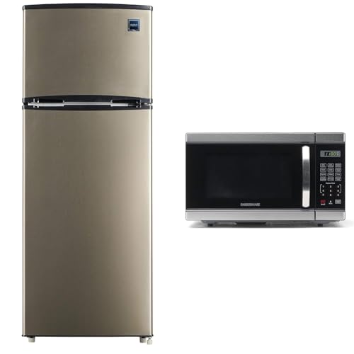 RCA RFR725 2 Door Apartment Size Refrigerator with Freezer, Stainless,7.5 cu ft