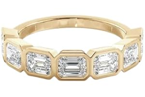 Phoenixjewel 2 Ct Emerald Cut Diamond Half Eternity East West Engagement Rings
