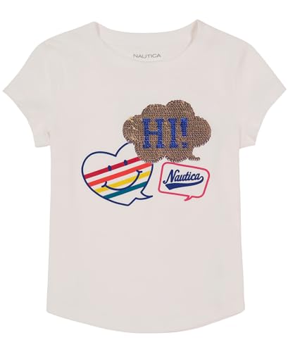 Image of Nautica Girls Short Sleeve Legacy T-Shirt with Flip Sequin Design, Cotton Tee with Tagless Interior