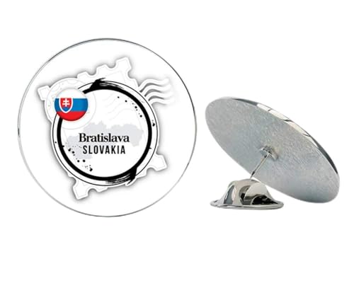 Bratislava Slovakia Grunge Postmark Stamp Round Metal 0.75