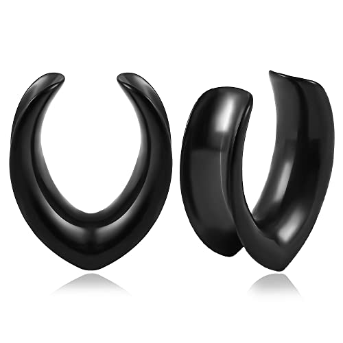 Vankula Ecarteur Oreilles Plug Tunnels Jauges Minimaliste Bouchons D'oreille en Acier Inoxydable étirement extenseur Piercing 6mm à 25mm (12mm(1/2"), Noir) Cover