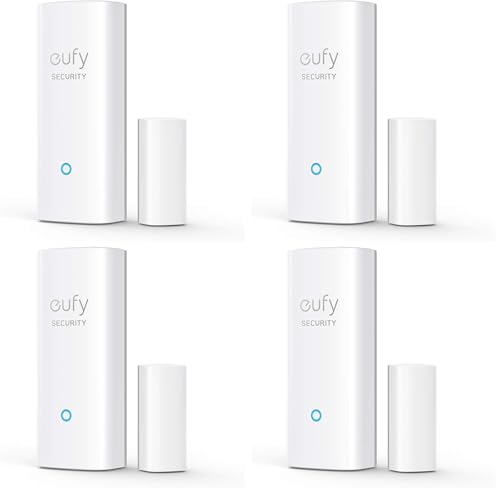 eufy Security by Anker, Sensor de Puerta, Detecta Apertura/Cierre de Puertas y Ventanas, Envía Alarma, Dispara Alarma, 2 años de batería, Requiere eufy Security HomeBase/HomeBase E (Paquete de 4)