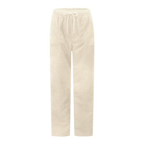 Vintage Corduroy Pants Women Baggy Drawstring Elastic Waist Pants Casual Comfy Work Pants Loose Fit Straight Leg Pants4