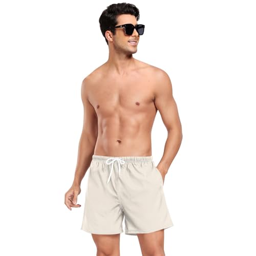 DOMIKING Mens' Swim Trunks Quick Dry Swim Shorts with Phone Pocket for Holiday Beach3