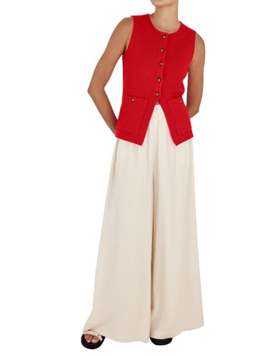 PEHMEA Women's Sweater Vest Sleeveless Button Down Spring Summer Tank Tops Trendy Cardigan Sweater Vests with Pockets4