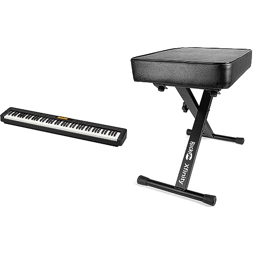 Casio CDP-360BK Digital-Piano Ensemble mit 700 Klängen und 88 gewichteten Tasten, schwarz & RockJam Premium Adjustable Padded Keyboard Bench or Digital Piano Stool, Regulär