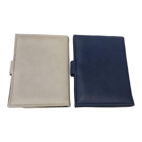 Image of Synthetic Leather Unisex Lightweight Magnetic Closure Passport Covers (Blue and Cream)