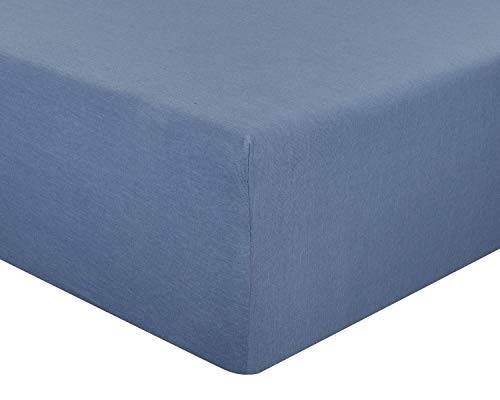 Delanna Jersey Knit Fitted Sheet Soft Breathable Bottom Sheet Only (Indigo Blue, Full) #TOP2