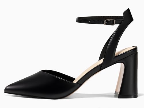 Image of Juliet Holy Womens Closed Toe Heels Chunky Block Heel Ankle Strap Pumps Slingback Heeled Sandals