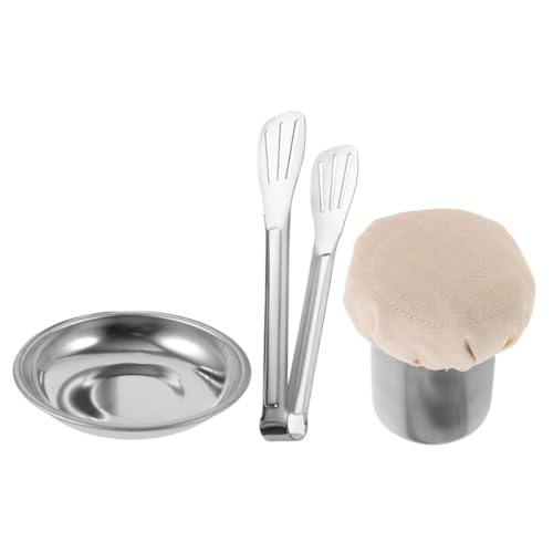 FUNOMOCYA 1set Restaurant Pancake Oil Brush Food Tongs and Practical Tray Oil Wiper Jar for Cooking Delicious Pancakes and Chinese Dishes