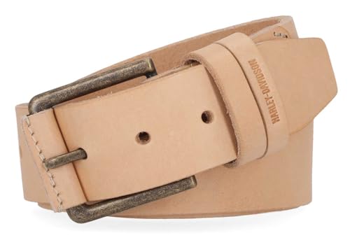Harley-Davidson Women's Covered Roller Buckle Genuine Leather Belt, Tan