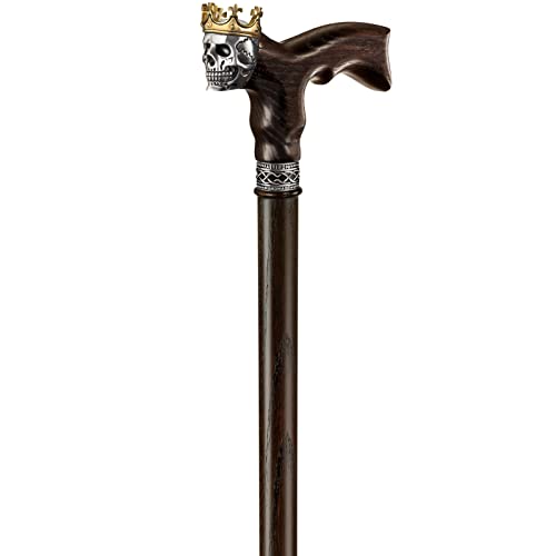 Asterom Handmade Wood Walking Cane For Men - Skull King - Cool Men'S Wooden Canes Fashionable Walking Stick thumb #5