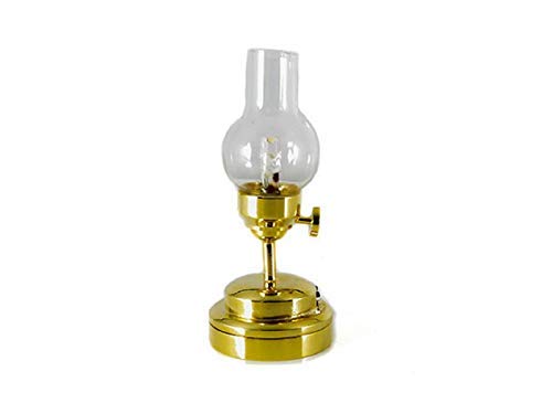 Melody Jane Dollhouse Victorian Brass Oil Lamp Clear Glass Shade LED Battery Light 1:12