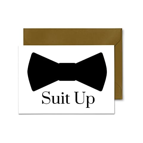 Suit Up Cards with Gold Envelopes (8 Pack) Proposal Ideas Ask Groomsmen, Best Man, Ushers, Guest of Honor, Father of Bride, Wedding Attendants, Engagement Party Supplies Cover