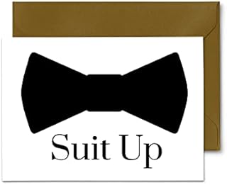 Paper Clever Party Suit Up Cards with Gold Envelopes (8 Count) Ask Your Groomsmen Best Man Ushers Guest of Honor Wedding Attendants - Folded Set Multi-Use Set Formal Events