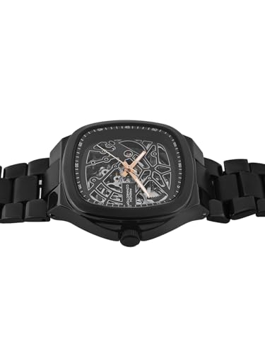 Image of French Connection See Through Black Square Dial | Black Stainless Steel Strap Automatic Watch for Mens FCA16BM