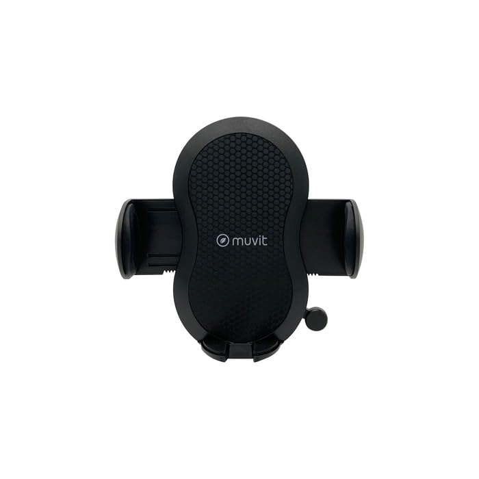 muvit Support Voiture pour Smartphone, Fixation Grille d'Aération, Rotation 360°, Compatible Téléphones jusqu'à 100mm, ABS Recyclé