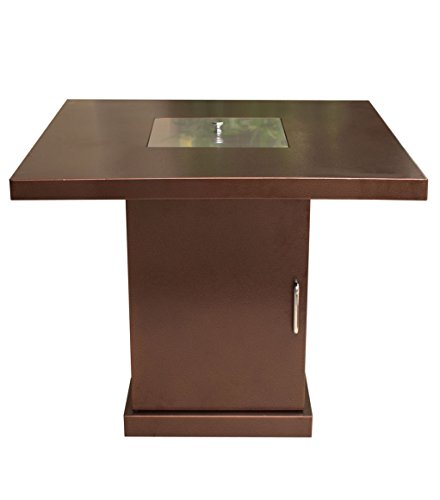 Hiland-GSF-PR-PC-Propane-Fire-Pit-42000-BTU-Stainless-Steel-Lid-wFire-Glass-Square-Hammered-Bronze