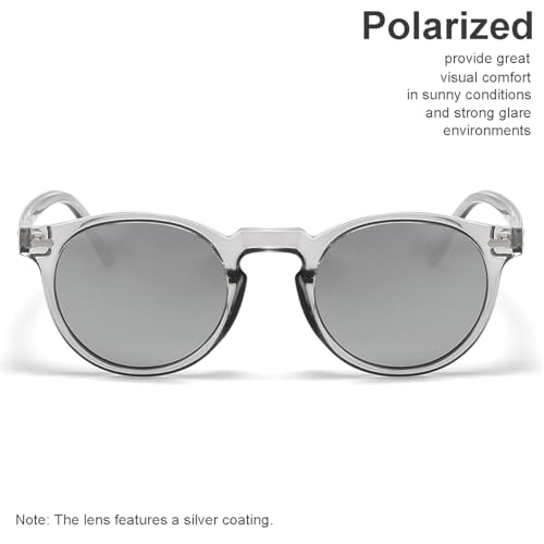 Image of Gleyemor Vintage Polarized Sunglasses for Men Round Sunglasses UV400 Protection Retro Hand-crafted Acetate Frame