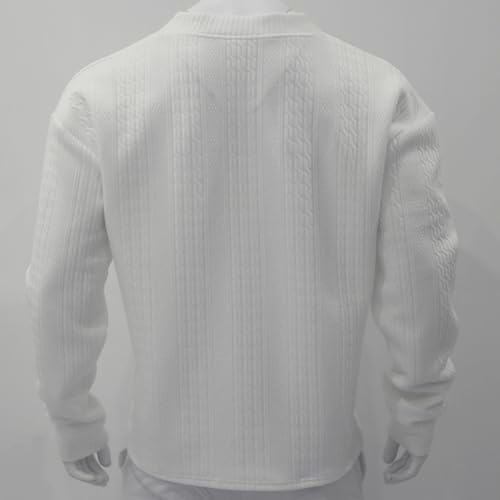 Athleisure Cable Jacquard Set Men,Men's 2-Piece V-Neck Baggy Sweatshirt & Joggers Solid Jacquard Drop Shoulder3