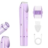 ビキニシェーバー、電動レディデュアルヘッドグルーマー、新しい2イン1レディースボディシェーバー、ボディグルーミングツール、USB充電防水痛みのない電気カミソリ、シルク肌用 (パープル)
