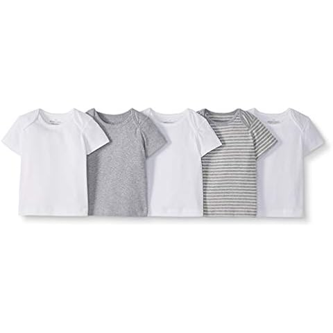 Moon and Back by Hanna Andersson Camiseta de Cuello a la Caja, con Solapa en el Cuello y Algodón Orgánico Unisex Bebés, Pack de 5, Gris Cover