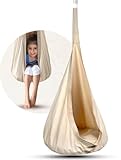 KOJANA Hängehöhle mit Kissen & Innentasche – Textiler Hängesitz für den Innen- & Außenbereich – Belastbar bis 80 kg – 70x150 cm (Beige)