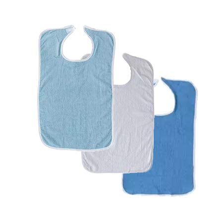 NOBLES HEALTH CARE PRODUCT SOLUTIONS 3 Terry Adult Bib with Hook and Loop Closure (Blue, White, Royal)