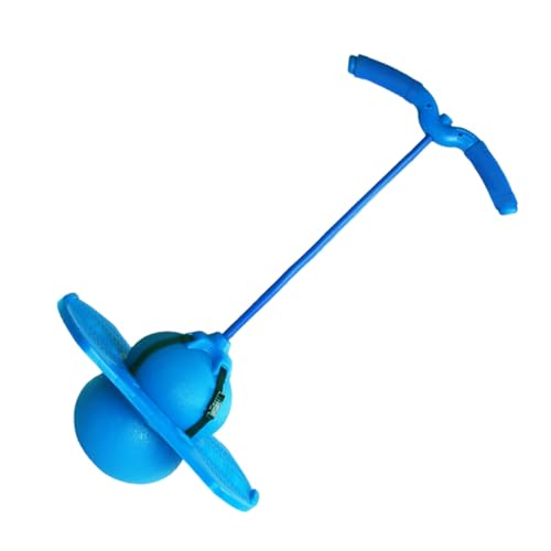 Pelota saltarina con asa azul y cuerda, equipo de fitness infantil para juego al aire libre