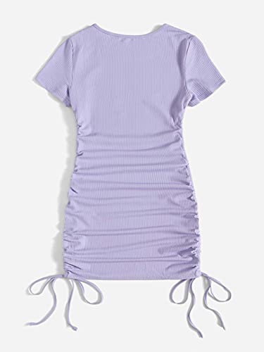Image of Milumia Women's Casual Rib Knit Short Sleeve Drawstring T Shirt Dress
