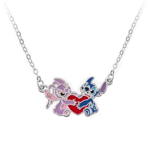 Collier Stitch et Angel argent pendentif émail Disney 45,7 cm
