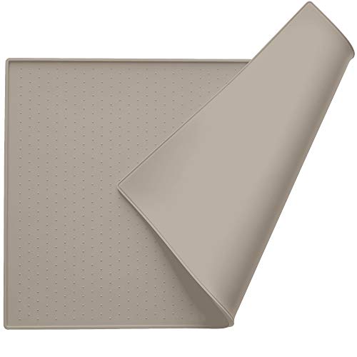 Gorilla Grip Silicone Pet Feeding Mat, Waterproof, 28x18, Easy Clean in Dishwasher, Raised Edges to Prevent Spills, Dogs and Cats Placement Tray to Stop Food and Water Bowl Messes on Floor, Beige