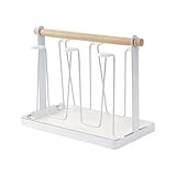 VECELO グラススタンド 6個掛け シリコン滑り止め付き グラス置き コップ収納 北欧風 杯子架 カップ乾燥 コップ 収納 水切り おしゃれ スリム キッチン収納 26cm×13cm×19cm ホワイト