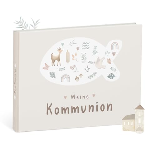 mintkind Erinnerungsalbum Meine Kommunion Beige Geschenk zur Kommunion für Jungen und Mädchen liebevoll gestaltetes Album zum Festhalten besonderer Momente Fotoalbum zum Selbstgestalten