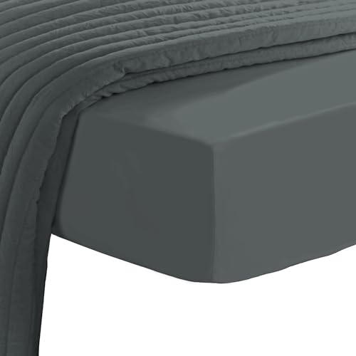Pizuna Luxury Cotton European Single Fitted Sheet Dark Grey