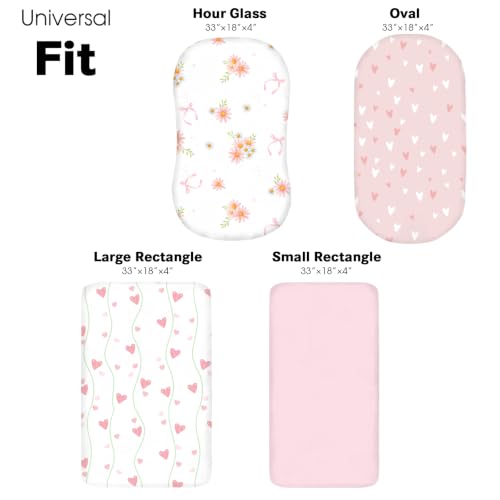 Image of Little Grape Land Bassinet Sheets for Baby Boys Girls 4 Pack (Daisies)