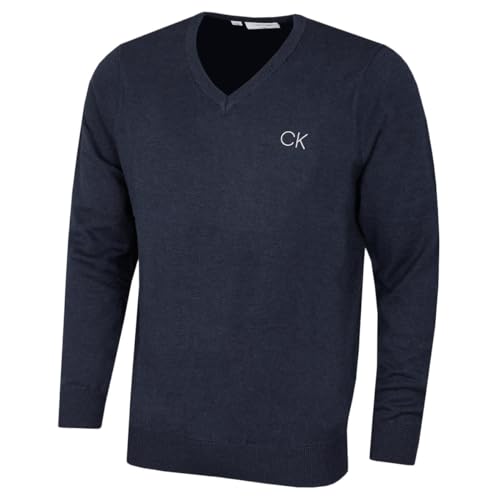 Calvin Klein Mens V-Neck Sweater - Navy Marl - XXXL