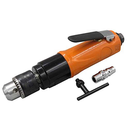 Tiffasha Akku-Bohrhammer, 1200 U/min 3/8" (10 mm) Pneumatischer Metallbohrer mit geradem Schaft, einstellbare Geschwindigkeit mit Dreibackenfutter und bidirektionaler Drehung KP-555A