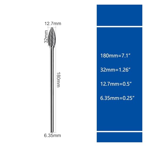 Fresa de carburo con vástago 1/4'' forma llama miniatura 3